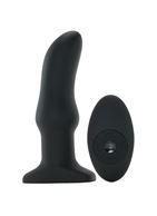Черная анальная вибропробка Model M Curved Rimming Plug with Remote (15 см)