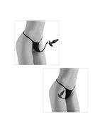 Черные трусики Crotchless Pleasure Pearls с бусинами и анальным стимулятором