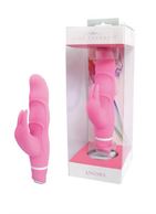 Розовый вибромассажёр с клиторальной стимуляцией VIBE THERAPY ANGORA - 15 см.
