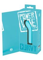 Бирюзовый мини-вибратор Power Vibe Curvy с загнутой головкой (12 см)