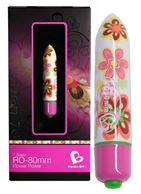 Мини-вибратор Flower Power с цветочным принтом - 8 см.