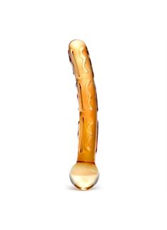 Золотистый изогнутый стеклянный фаллоимитатор Tickler (19 см)