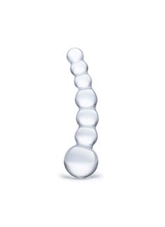 Изогнутный прозрачный анальный стимулятор Beaded Dildo (13 см)