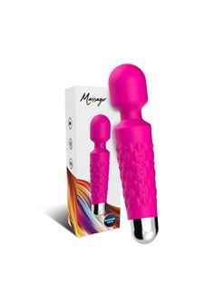 Ярко-розовый wand-вибратор с рельефной ручкой (20 см)