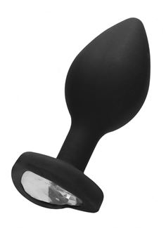 Черная анальная пробка с прозрачным стразом Diamond Heart Butt Plug (7,3 см)