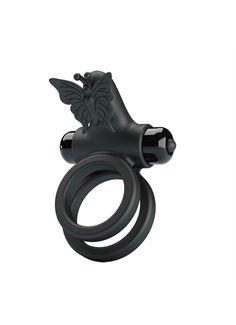 Черное эрекционное кольцо с вибрацией Passionate Ring IX