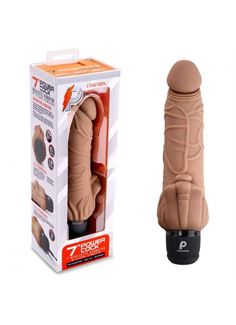 Кофейный вибратор реалистик с клиторальными лепестками 7" Realistic Vibrator (21,5 см)