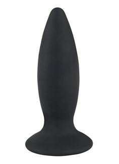 Чёрная перезаряжаемая анальная пробка Black Velvets Recharge Plug - Large (14,7 см)