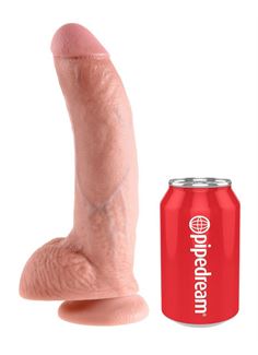 Телесный фаллоимитатор с мошонкой 9" King Cock with Balls на присоске (22,9 см)