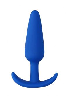 Синяя анальная пробка для ношения Slim Butt Plug (8,3 см)
