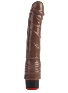 Коричневый вибратор реалистик 9 Vibrating Dildo (22,5 см)