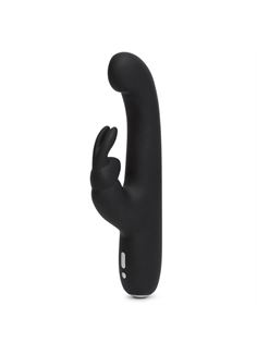 Чёрный вибратор Slimline G-Spot Rechargeable Rabbit Vibrator (24,1 см)