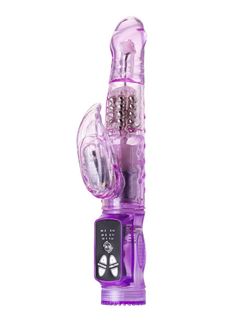 Фиолетовый вибратор High-Tech fantasy с клиторальным лепестком (21 см)