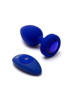 Синяя анальная вибропробка Vibrating Jewel Plug L/XL (11 см)