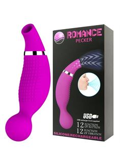 Двусторонний стимулятор Romance Pecker - с вибрацией и функцией всасывания
