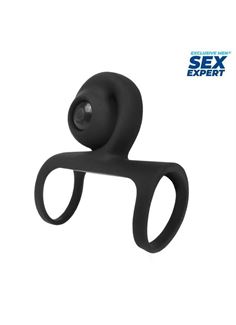 Черная насадка с вибрацией на пенис Sex Expert