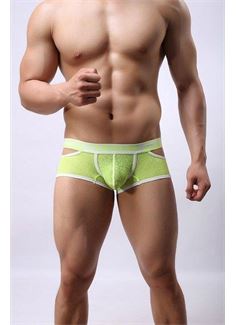 Салатовые мужские трусы-хипсы Cockon X Lace Boxer с вырезами
