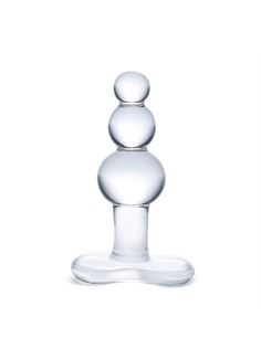 Прозрачная анальная пробка-елочка с 3 шариками Butt Plug with Tapere Base (11 см)