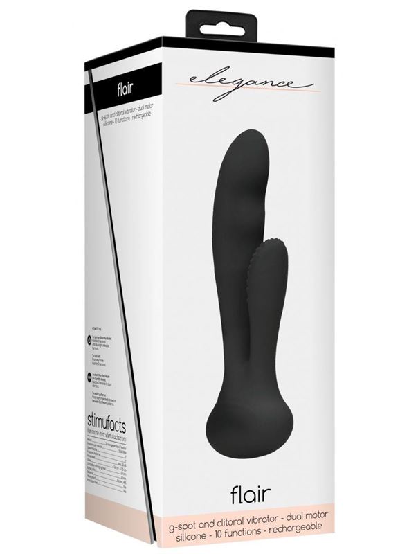 Черный вибратор G-Spot and Clitoral Vibrator Flair (17,5 см)