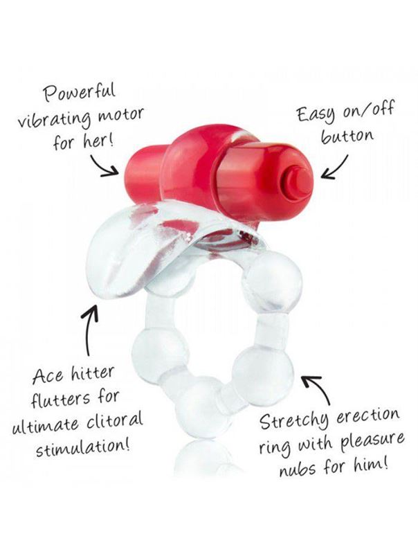 Виброкольцо Overtime с язычком и красным виброэлементом