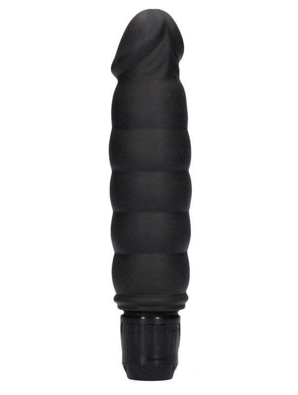 Черный вибратор Ribbed Multispeed Vibrator (17 см)