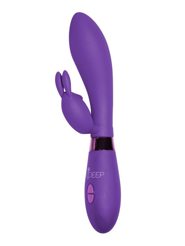 Фиолетовый вибратор Yonce с клиторальным зайчиком (20,5 см)
