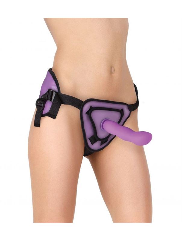 Фиолетовый страпон Deluxe Silicone Strap On 8 Inch с волнистой насадкой - 20,5 см.