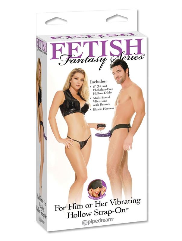 Полый универсальный страпон с вибрацией For Him or Her Vibrating Hollow Strap-On (15 см)