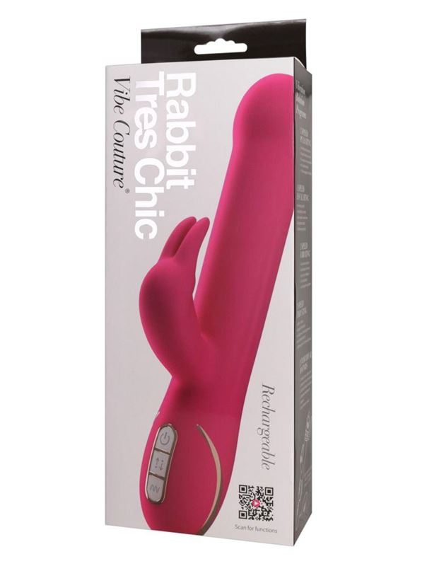 Розовый вибратор со стимулятором клитора Rabbit Tres Chic - 23 см.