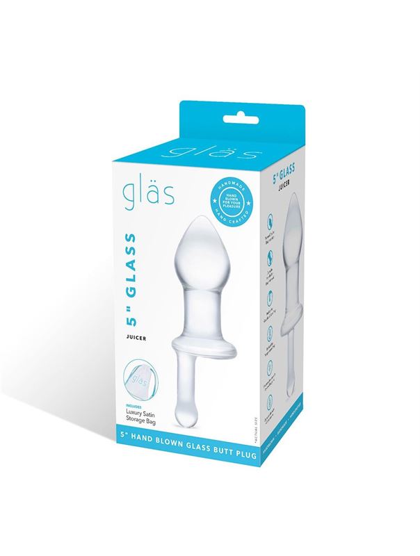 Прозрачный стеклянный анальный плаг с ручкой Glass Juicer (12,7 см)