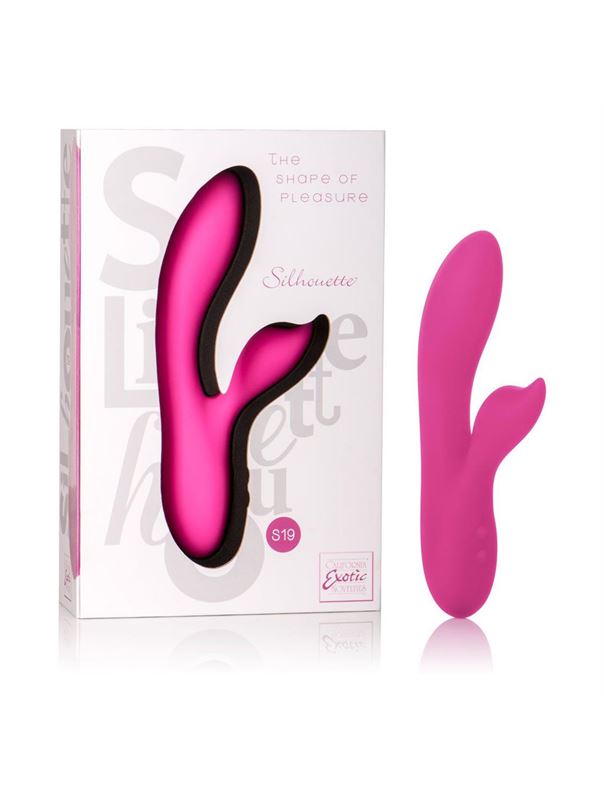 Розовый вибромассажер с лепестком для стимуляции клитора Silhouette S19