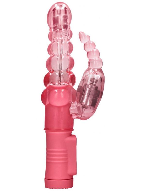 Розовый вибратор кролик Rotating Bubbles (23,2 см)