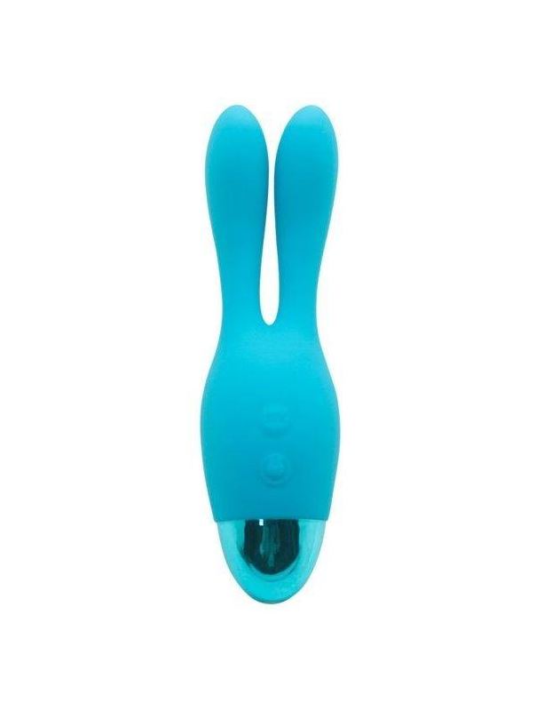 Голубой вибратор INDULGENCE Rechargeable Dream Bunny - 15 см.