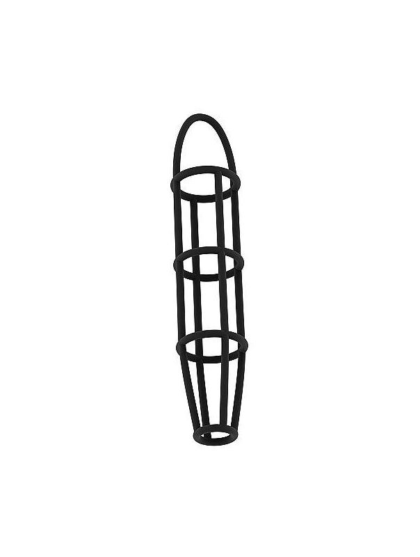 Чёрная насадка-клетка на пенис Cockcage with ball strap №30 
