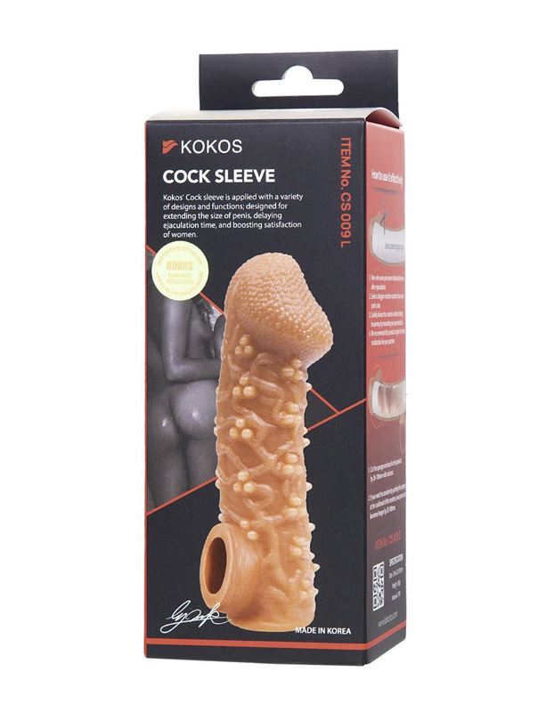 Телесная закрытая насадка с пучками шишечек Cock Sleeve 009 Size L (17,6 см)