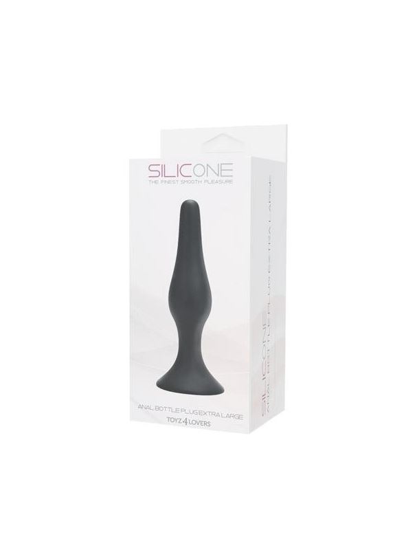 Крупная чёрная анальная пробка из силикона ANAL BOTTLE PLUG SILICONE EXTRALARGE - 15,5 см.