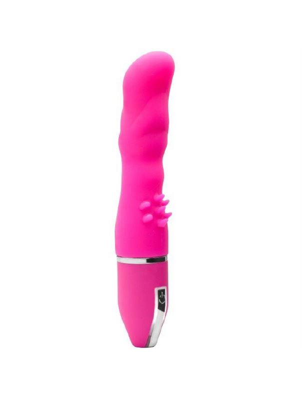 Розовый вибратор PURRFECT SILICONE DELUXE VIBE с шипиками в основании (15 см)