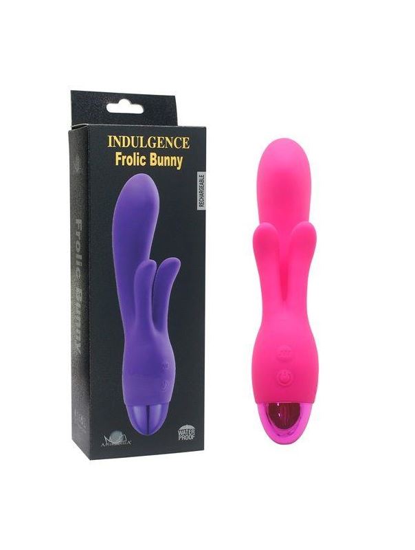 Розовый вибратор INDULGENCE Rechargeable Frolic Bunny (18,7 см)