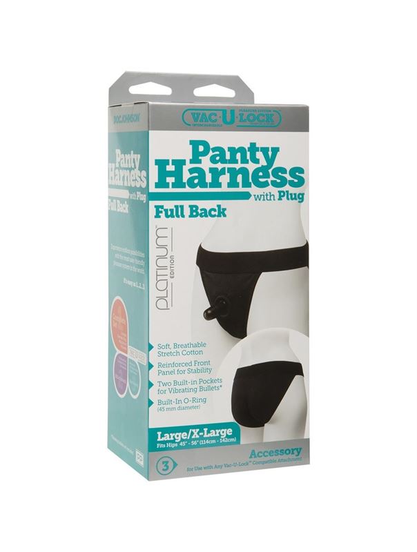 Трусики с плугом Vac-U-Lock Panty Harness with Plug Full Back - L/XL