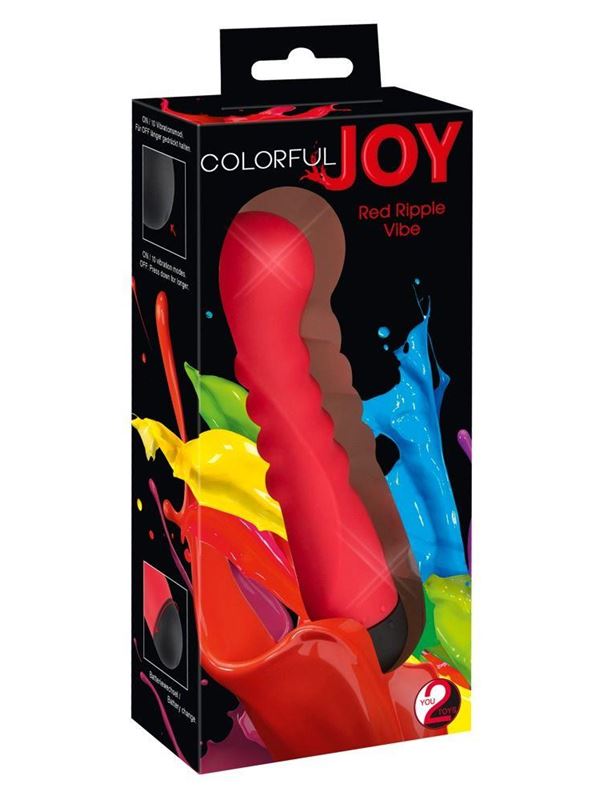 Красный вибратор с 10 режимами вибрации Colorful Joy Ripple - 16,5 см.