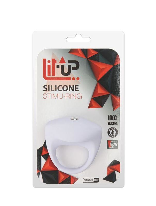 Белое эрекционное кольцо LIT-UP SILICONE STIMU RING 8