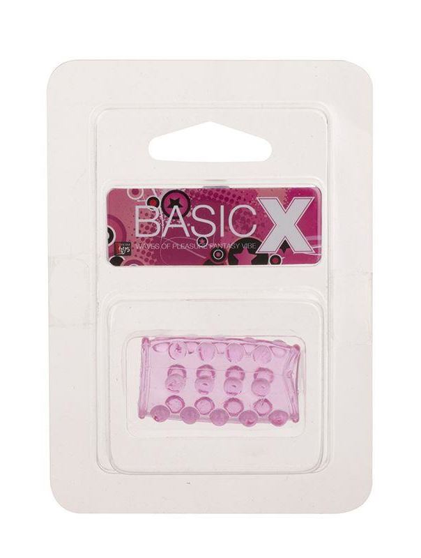 Розовая насадка на пенис с шишечками BASICX TPR SLEEVE PINK