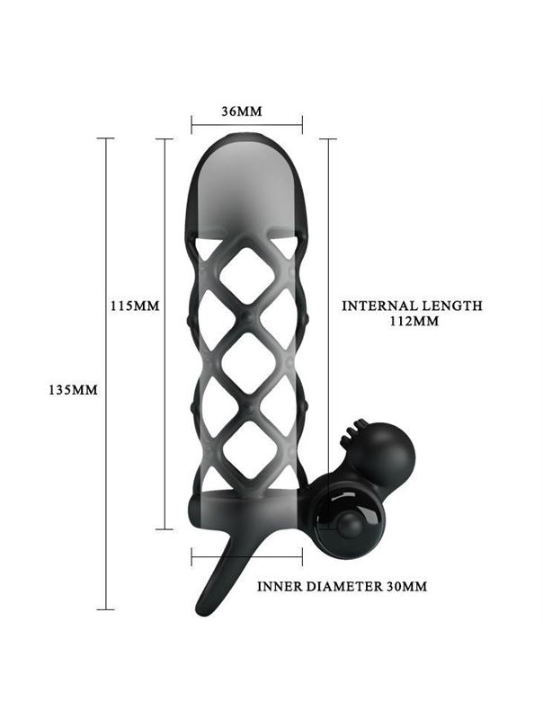Черная насадка-сетка на пенис Penis Sleeve I - 13,5 см.