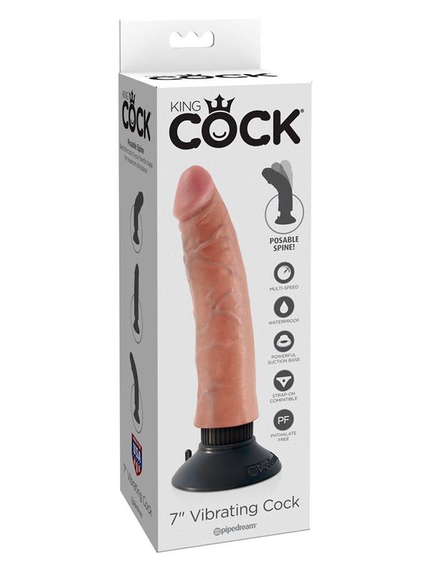 Вибромассажер телесного цвета Vibrating Cock Flesh - 20 см.