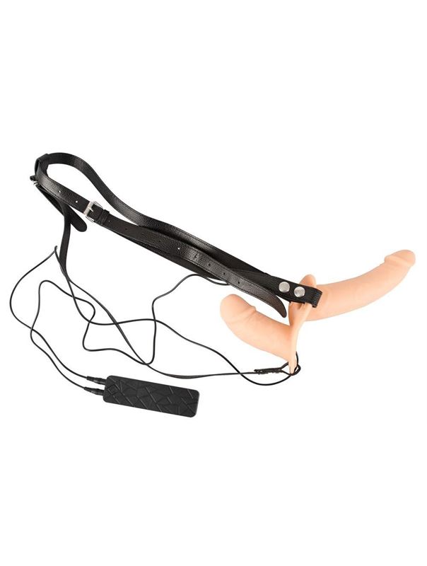 Вибрострапон с вагинальной пробкой Vibration Strap-On Duo (14,5 см)