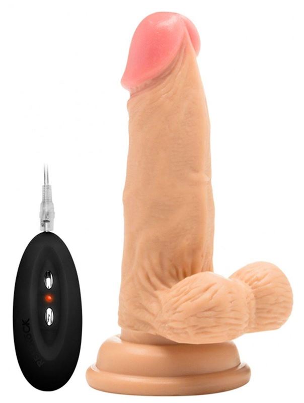 Телесный вибратор реалистик Vibrating Realistic Cock 6" With Scrotum (15 см)