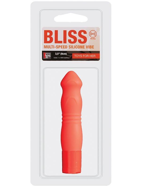 Оранжевый силиконовый вибромассажёр NEON BLISS VIBRATOR - 9 см.