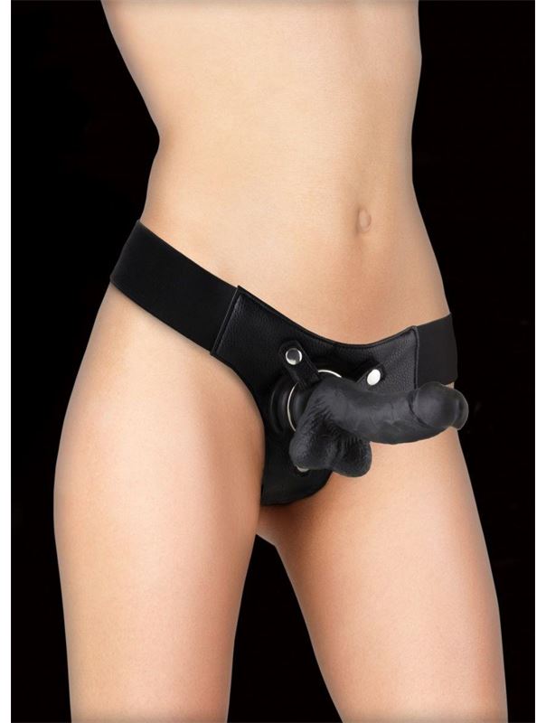 Чёрный страпон Realistic 7" Strap-On (21,3 см)