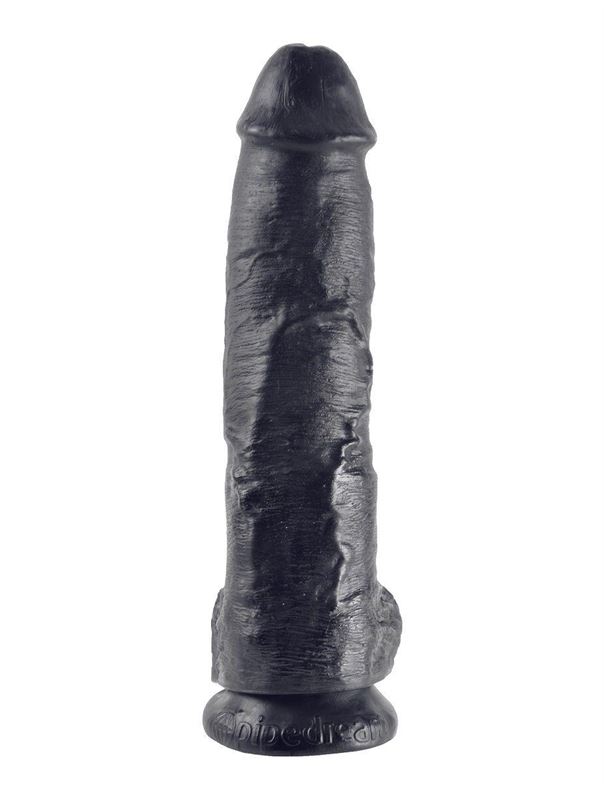 Реалистичный чёрный фаллоимитатор-гигант 10" Cock With Balls (25,4 см)