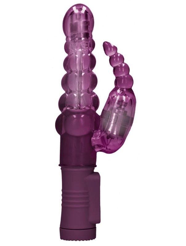 Фиолетовый вибратор кролик Rotating Bubbles (23,2 см)